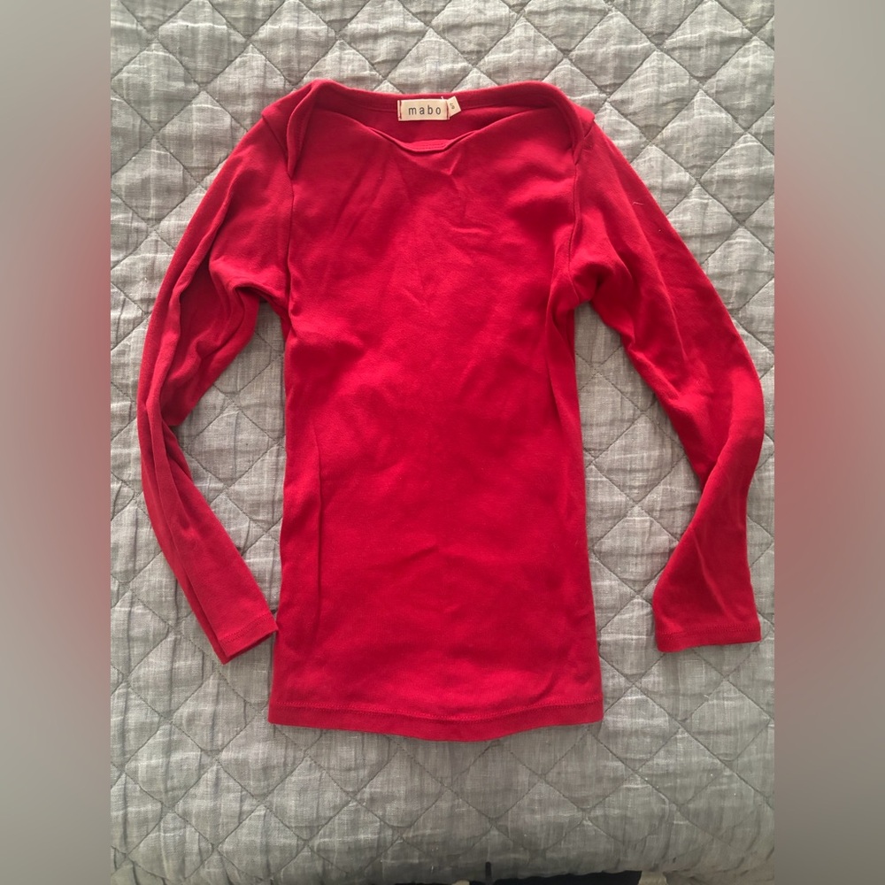 Mabo Red Long Sleeve Slim-Fit Top